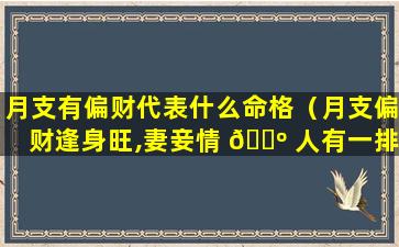 月支有偏财代表什么命格（月支偏财逢身旺,妻妾情 🐺 人有一排）